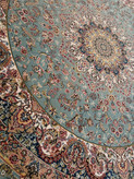 فرش ستاره کویر یزد کد A-12-1160 کلکسیون هزار و یک شب زمینه آبی فیروزه ای